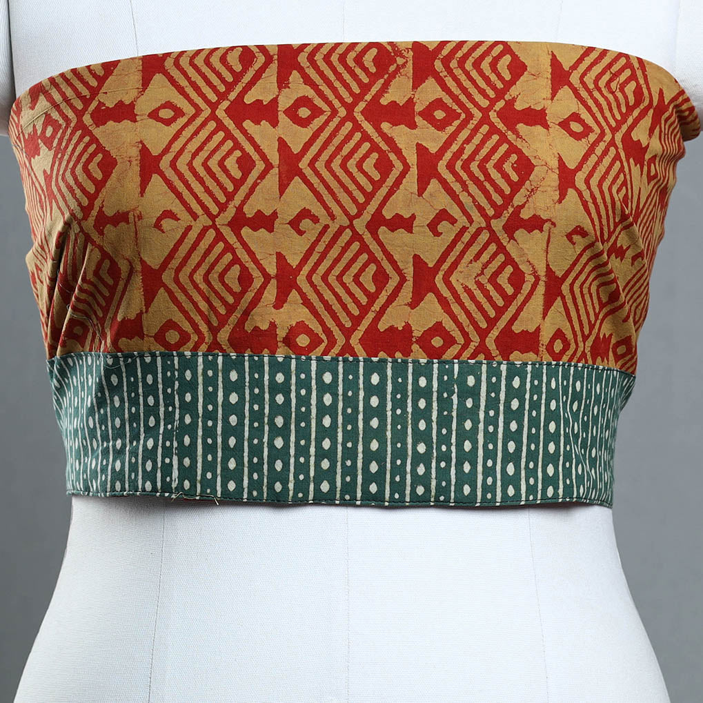 Red - Block Print Cotton Pipad Blouse Piece 149