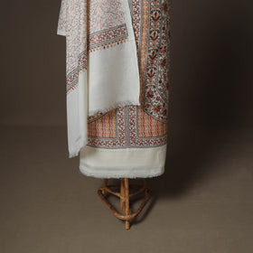 Multicolor - Woolen Heavy Chain Stitch Embroidered Unstitched Dress Material: Kurta, Bottom & Dupatta 19