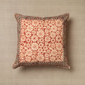 Beige - Original Pedana Block Print Cotton Kalamkari Cushion Cover 28