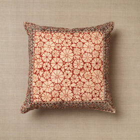 Beige - Original Pedana Block Print Cotton Kalamkari Cushion Cover 28