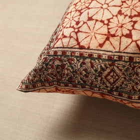 Beige - Original Pedana Block Print Cotton Kalamkari Cushion Cover 28