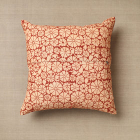 Beige - Original Pedana Block Print Cotton Kalamkari Cushion Cover 28