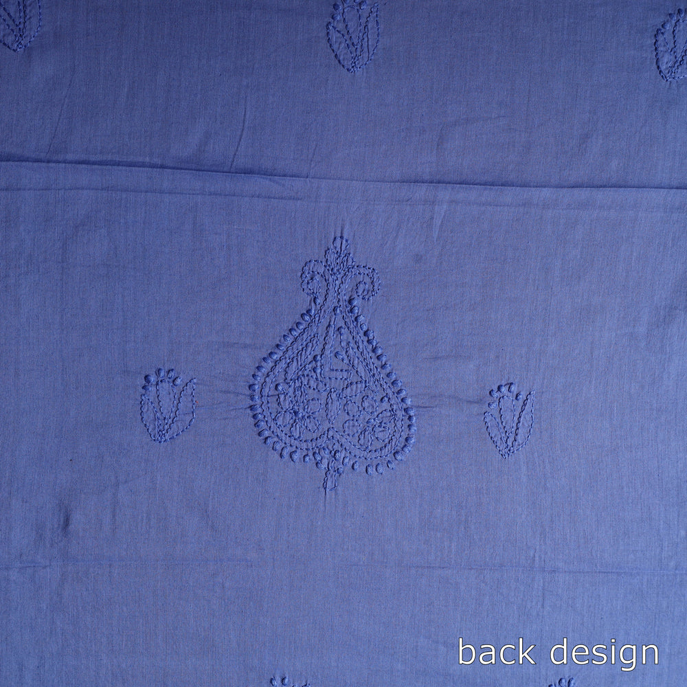 Blue - Hand Embroidery Mul Cotton Chikankari Kurta Material (3.1m) 39