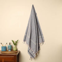 Grey - Handloom Fine Cotton Plain Bath Towel 90