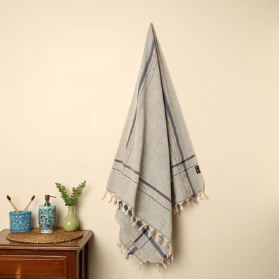 Grey - Handloom Fine Cotton Plain Bath Towel 91