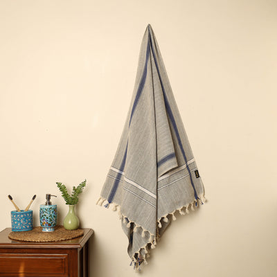 Grey - Handloom Fine Cotton Plain Bath Towel 92