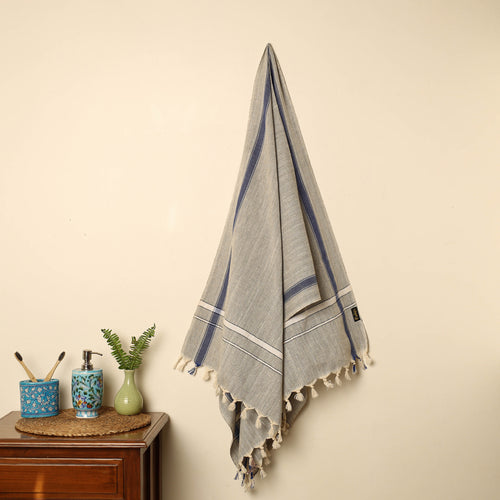 Grey - Handloom Fine Cotton Plain Bath Towel 92