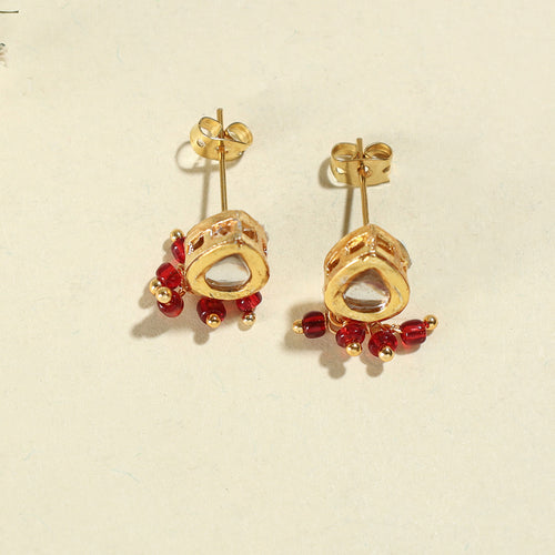 Tribal Handmade Stud Earrings with Kundan & Beadwork 26