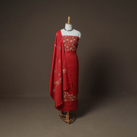 Embroidered Woolen Unstitched Dress Material: Kurta, Bottom & Dupatta 21