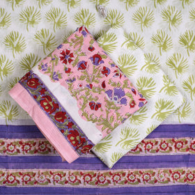  3pc Sanganeri Block Printed Cotton Suit Material Set 08 Onine at iTokri.com