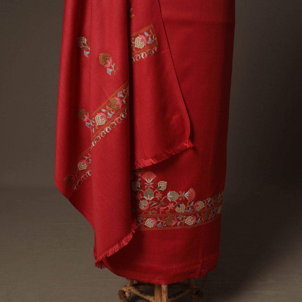 Embroidered Woolen Unstitched Dress Material: Kurta, Bottom & Dupatta 21