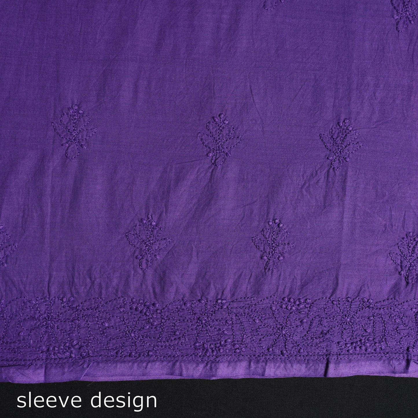 Purple - Hand Embroidery Mul Cotton Chikankari Kurta Material (3.1m) 42