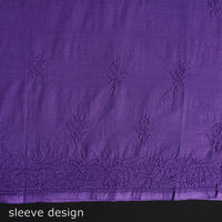 Purple - Hand Embroidery Mul Cotton Chikankari Kurta Material (3.1m) 42