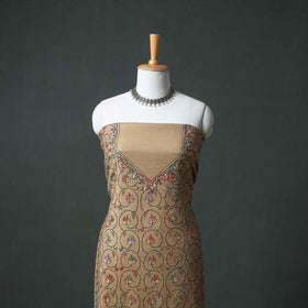 Kashmiri Aari Hand Embroidered Pure Merino Wool Unstitched Dress Material: Kurta, Bottom with Dupatta 20