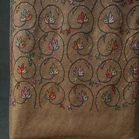 Kashmiri Aari Hand Embroidered Pure Merino Wool Unstitched Dress Material: Kurta, Bottom with Dupatta 20