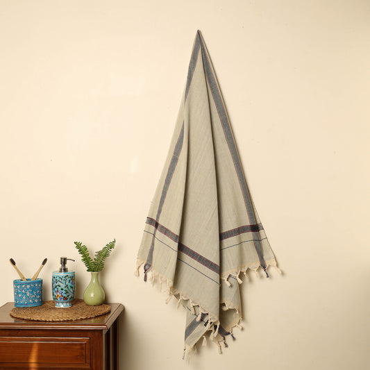 Beige - Handloom Fine Cotton Plain Bath Towel 96