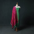 Bandhani Cotton 2pc Unstitched Dress Material Kurta Set with Earrings 06