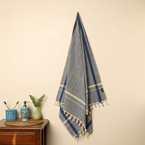 Grey - Handloom Fine Cotton Plain Bath Towel 98