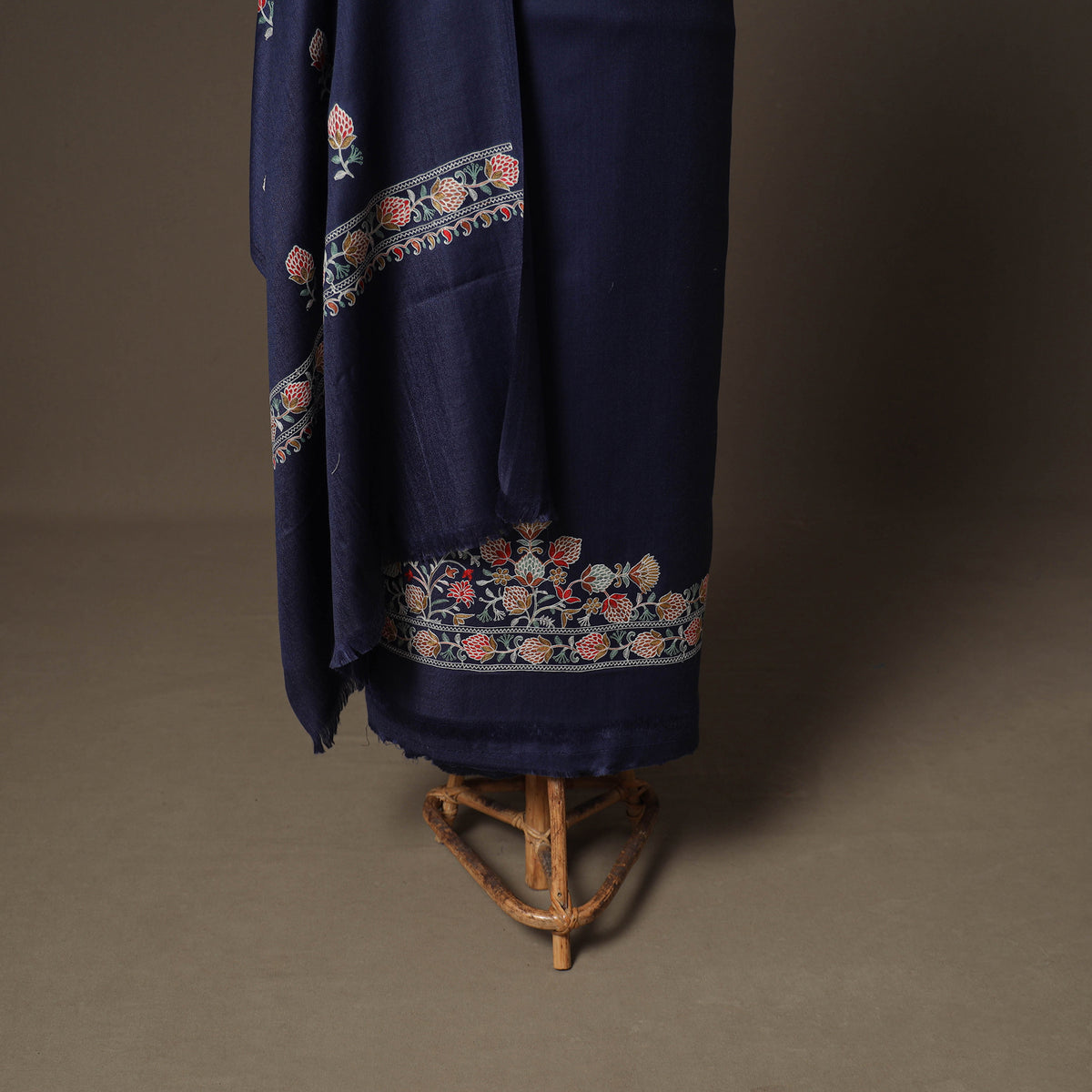 Embroidered Woolen Unstitched Dress Material: Kurta, Bottom & Dupatta 22