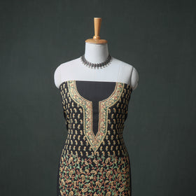 Kashmiri Aari Hand Embroidered Pure Merino Wool Unstitched Dress Material: Kurta, Bottom with Dupatta 21