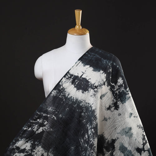 Black - Chanderi Silk Shibori Tie-Dye Fabric 03