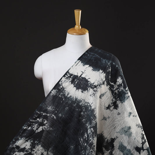 Black - Chanderi Silk Shibori Tie-Dye Fabric 03