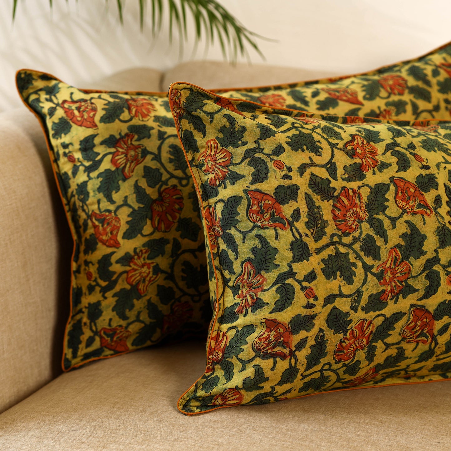 Yellow - set of 2 jahota cotton pillow covers 09