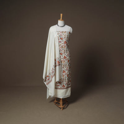 Woolen Heavy Embroidered Unstitched Dress Material: Kurta, Bottom & Dupatta 23