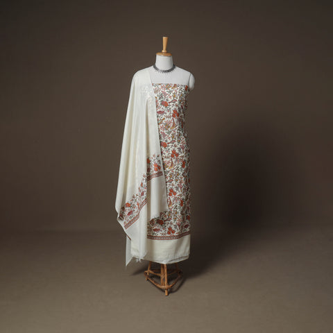 Woolen Heavy Embroidered Unstitched Dress Material: Kurta, Bottom & Dupatta 23