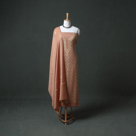 Kashmiri Aari Hand Embroidered Pure Merino Wool Unstitched Dress Material: Kurta, Bottom with Dupatta 22