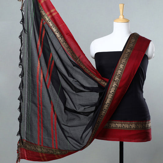 Black - 3pc Dharwad Cotton Suit Material Set 05