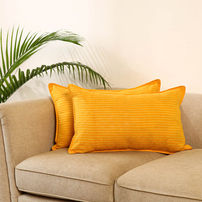 Yellow Jacquard Cotton Pillow Covers