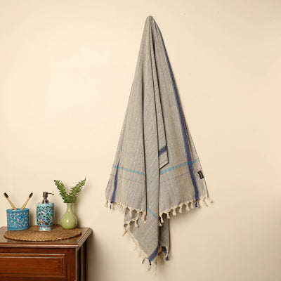 Grey - Handloom Fine Cotton Plain Bath Towel 104