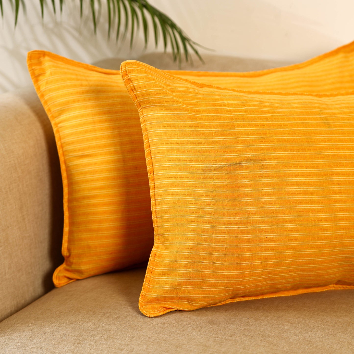 Yellow Jacquard Cotton Pillow Covers