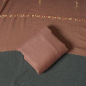 Kashmiri Aari Hand Embroidered Pure Merino Wool Unstitched Dress Material: Kurta, Bottom with Dupatta 22