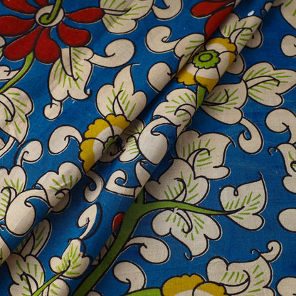 Blue - Kalamkari Printed Cotton Fabric 01