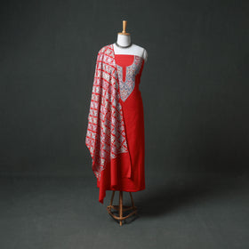 Kashmiri Aari Hand Embroidered Pure Merino Wool Unstitched Dress Material: Kurta, Bottom with Dupatta 23