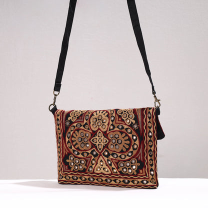 Multicolor - Kutch Ahir Hand Embroidery Linen Sling Bag