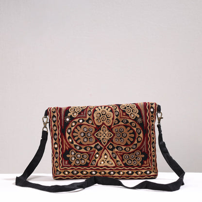Multicolor - Kutch Ahir Hand Embroidery Linen Sling Bag
