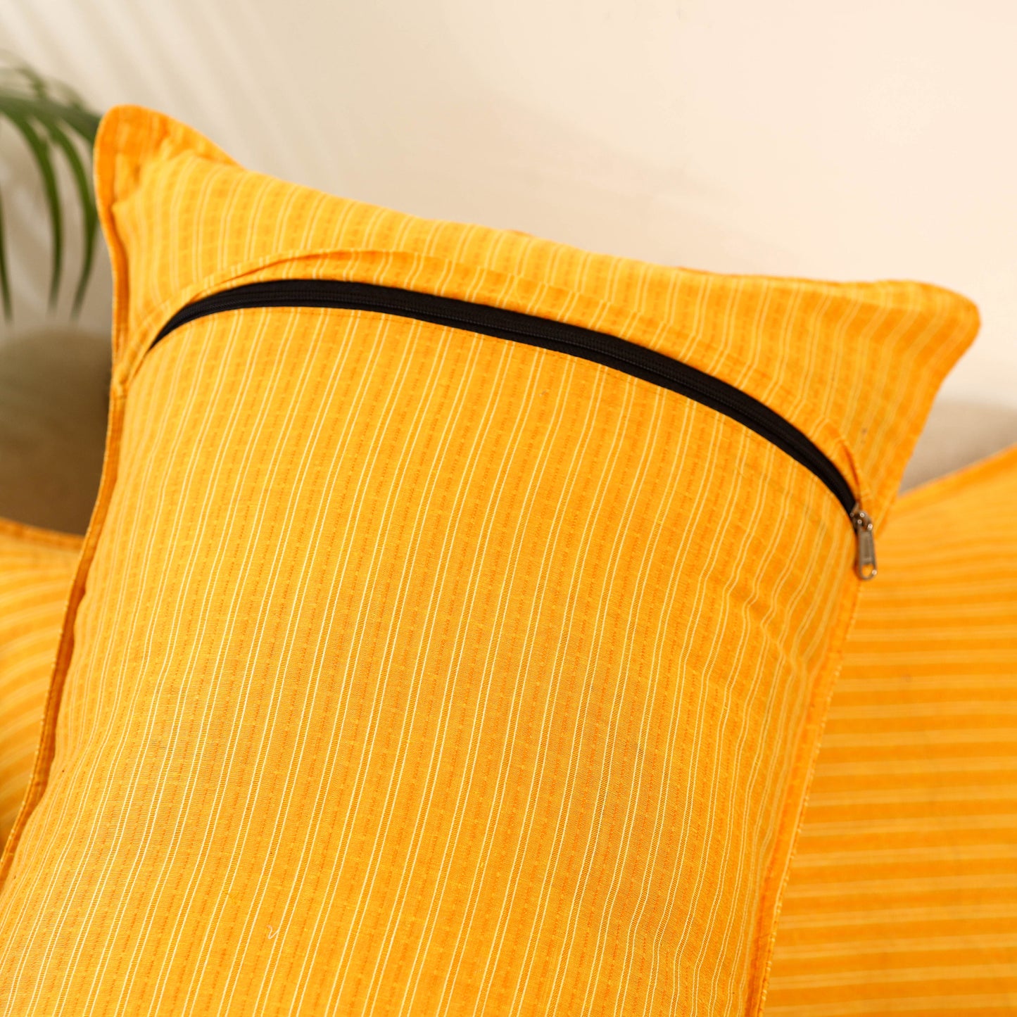 Yellow Jacquard Cotton Pillow Covers