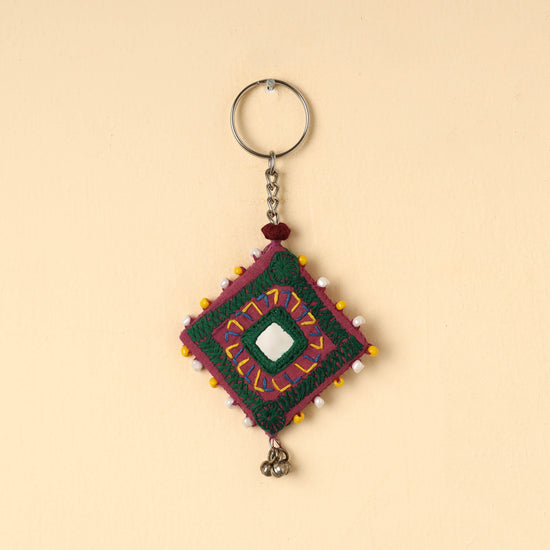 Handmade Lambani Embroidery Mirror Work Keychain
