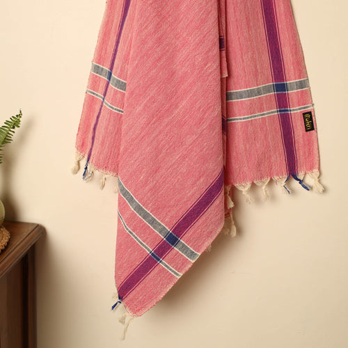 Pink - Handloom Fine Cotton Plain Bath Towel 107