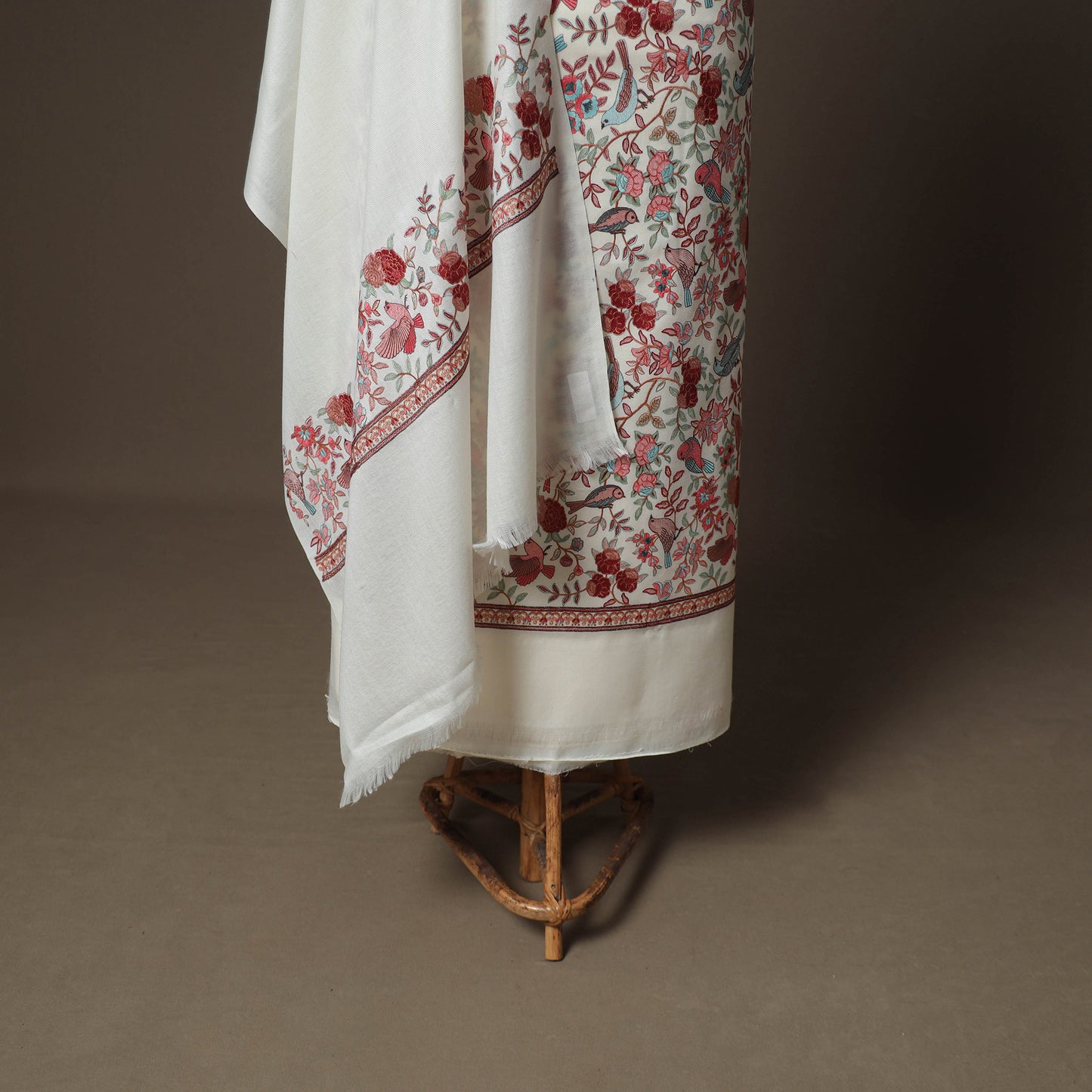 Woolen Heavy Embroidered Unstitched Dress Material: Kurta, Bottom & Dupatta 25