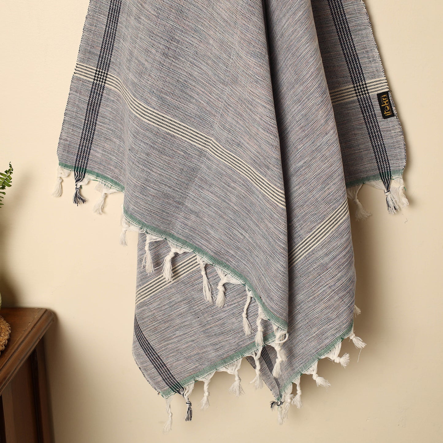 Grey - Handloom Fine Cotton Plain Bath Towel 108