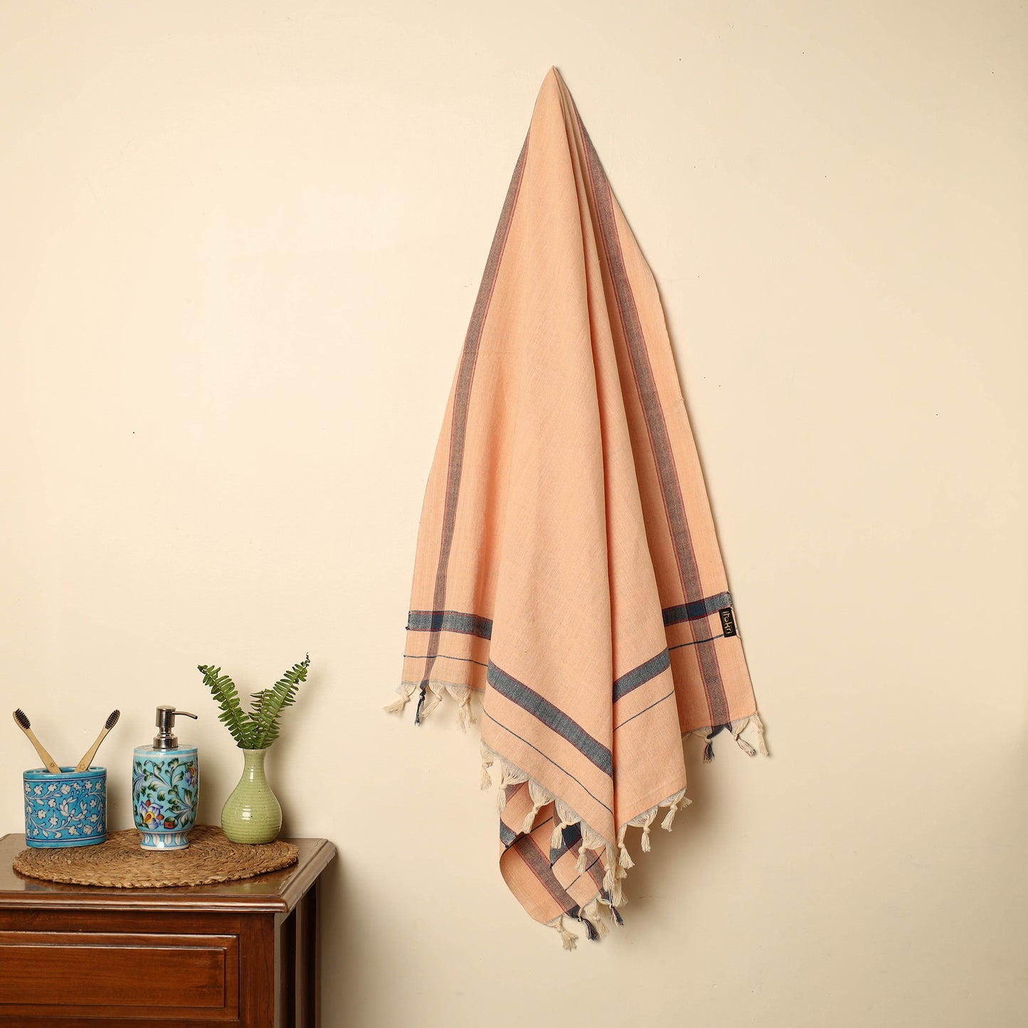 Orange - Handloom Fine Cotton Plain Bath Towel 109