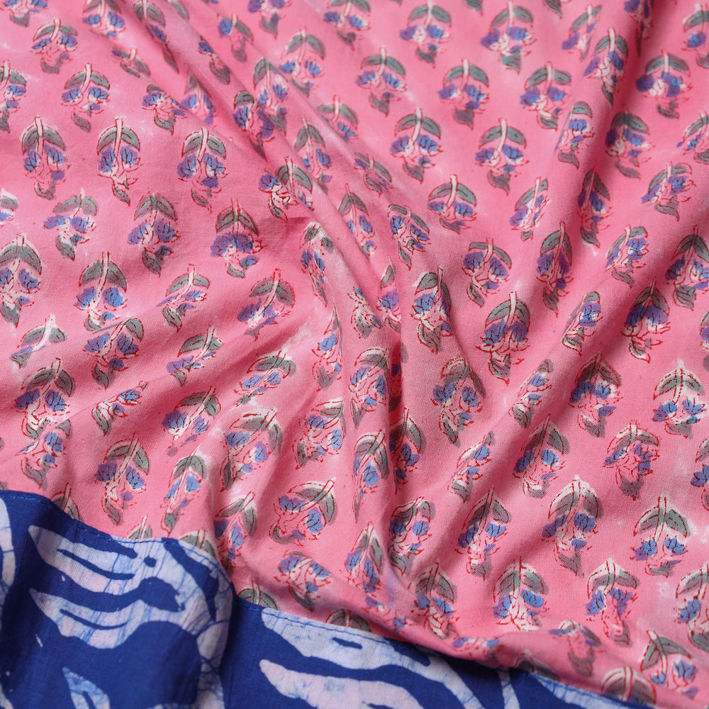 Pink - Block Printed Cotton Blouse Piece 54