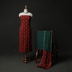 Pochampally Ikat Weave 3pc Cotton Unstitched Dress Material Suit Set 03