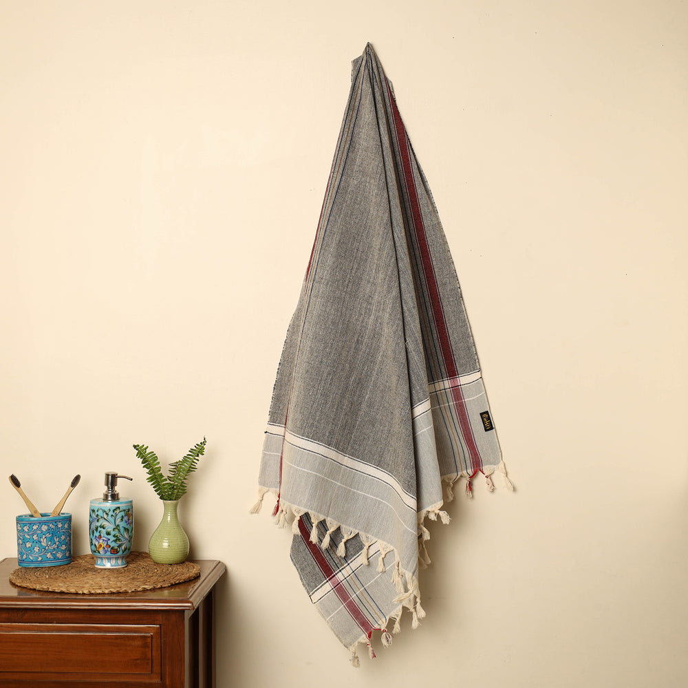 Grey - Handloom Fine Cotton Plain Bath Towel 111