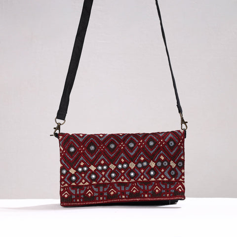 Multicolor - Kutch Jat Hand Embroidery Linen Folded Sling Bag