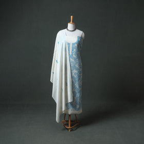 Kashmiri Aari Hand Embroidered Pure Merino Wool Unstitched Dress Material: Kurta, Bottom with Dupatta 25